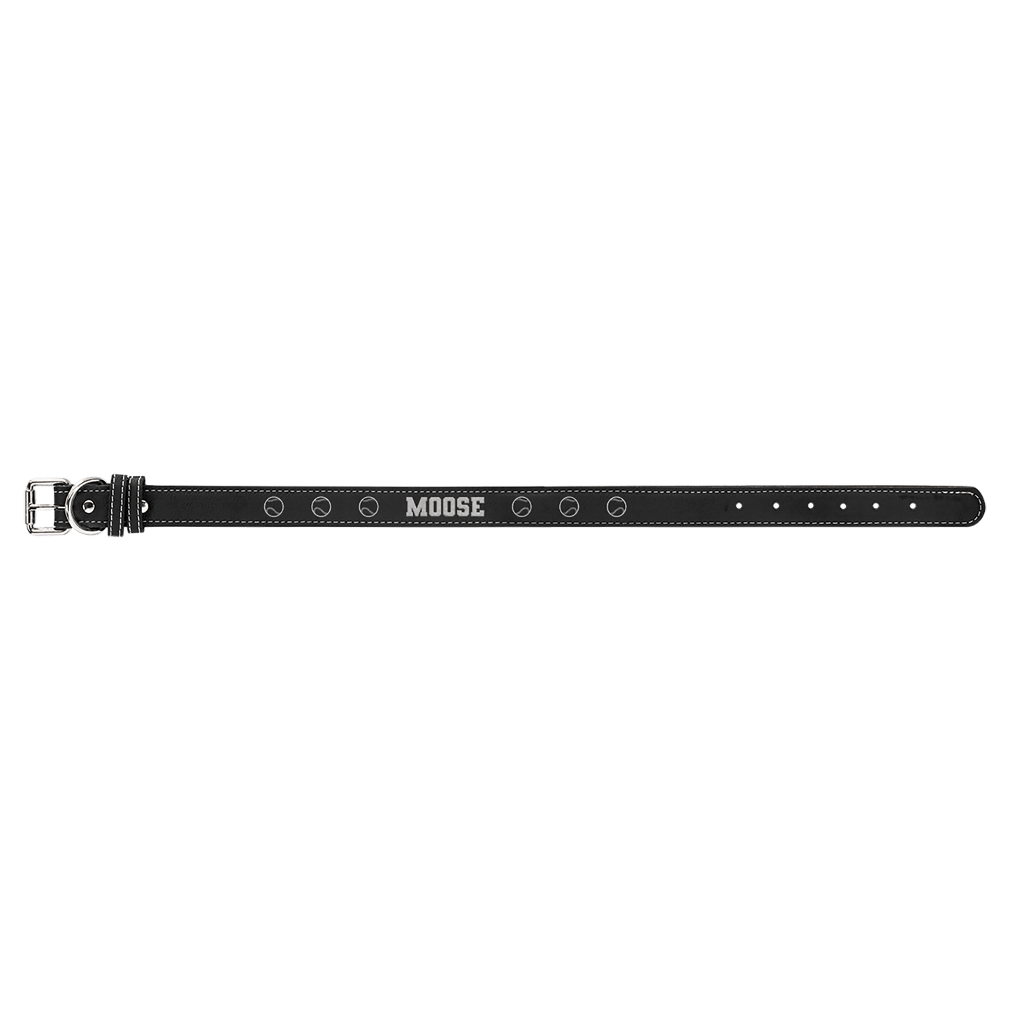 Black/Silver large laser engraved leatherette dog collar personalized pet ID