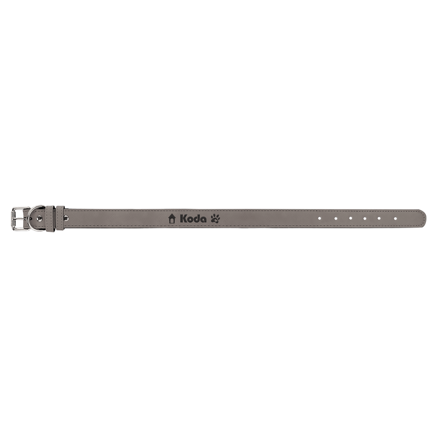 Gray large laser engraved leatherette dog collar personalized pet ID