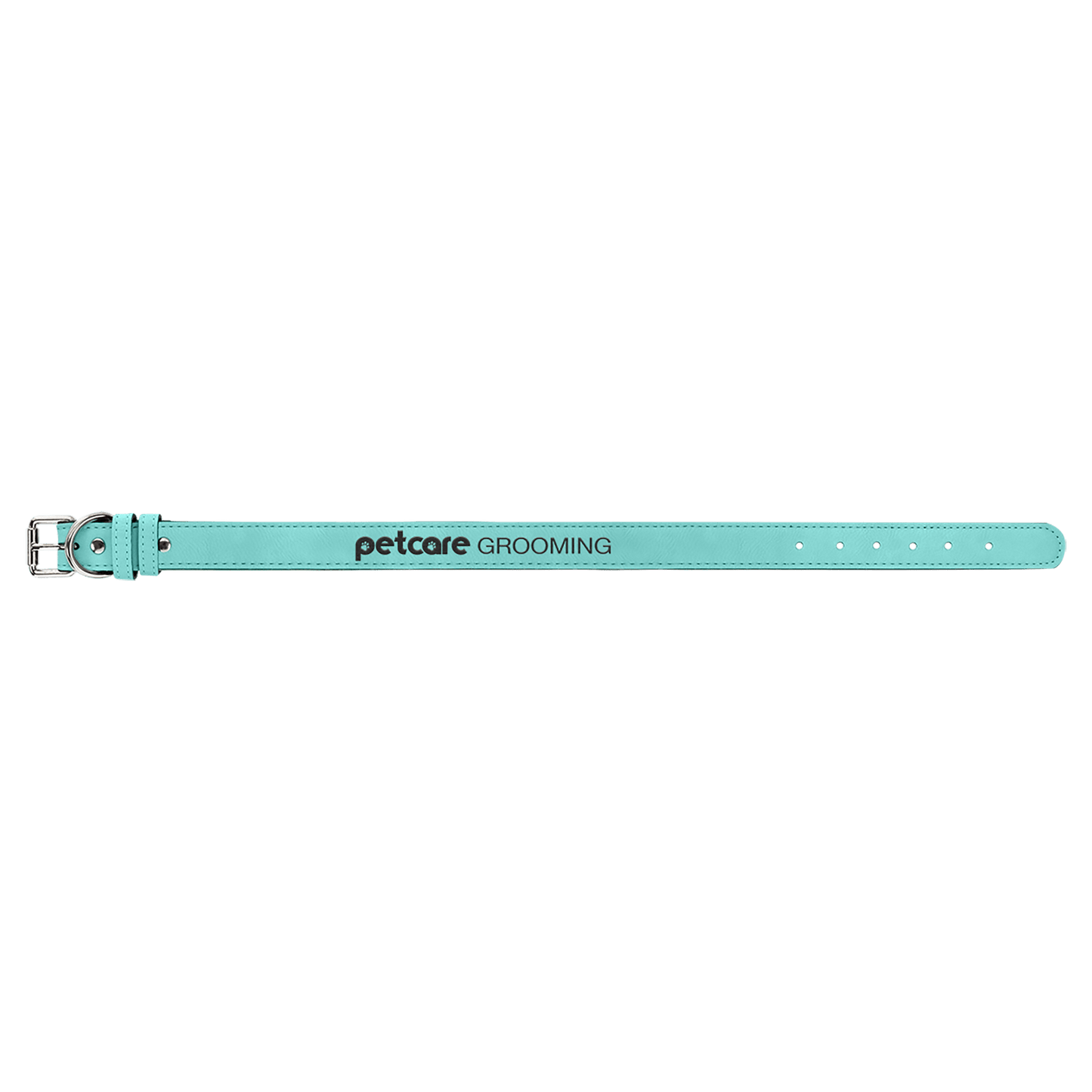 Teal large laser engraved leatherette dog collar personalized pet ID