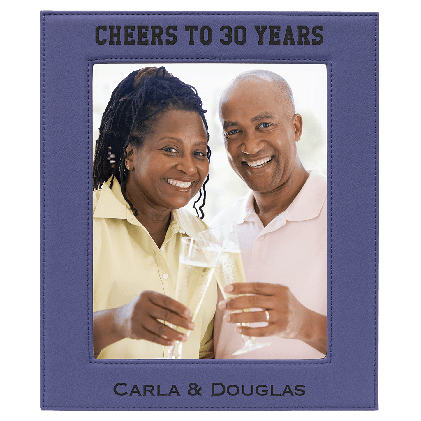Purple 8" x 10" laser engravable leatherette photo frame personalized gift