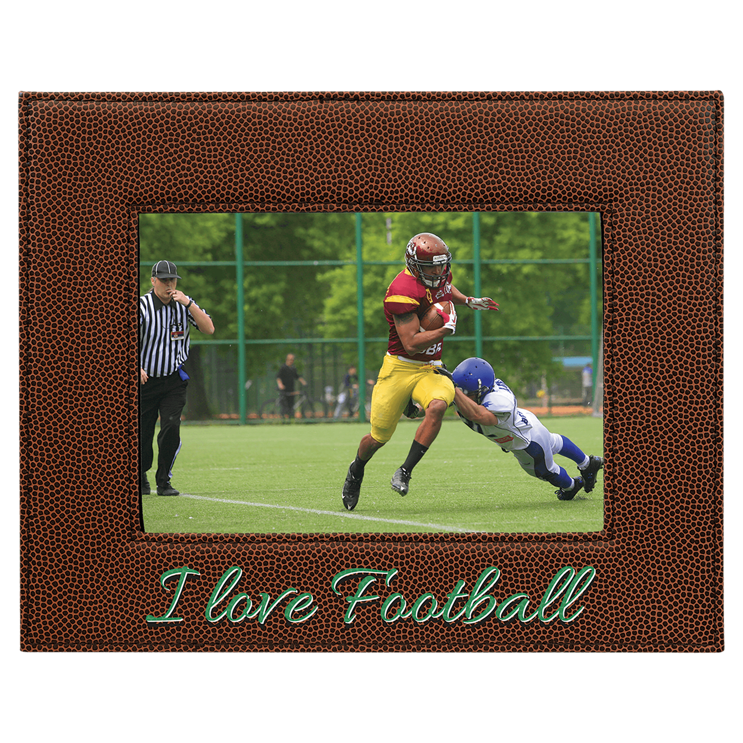 Football 5" x 7" Laserable Leatherette Photo Frame