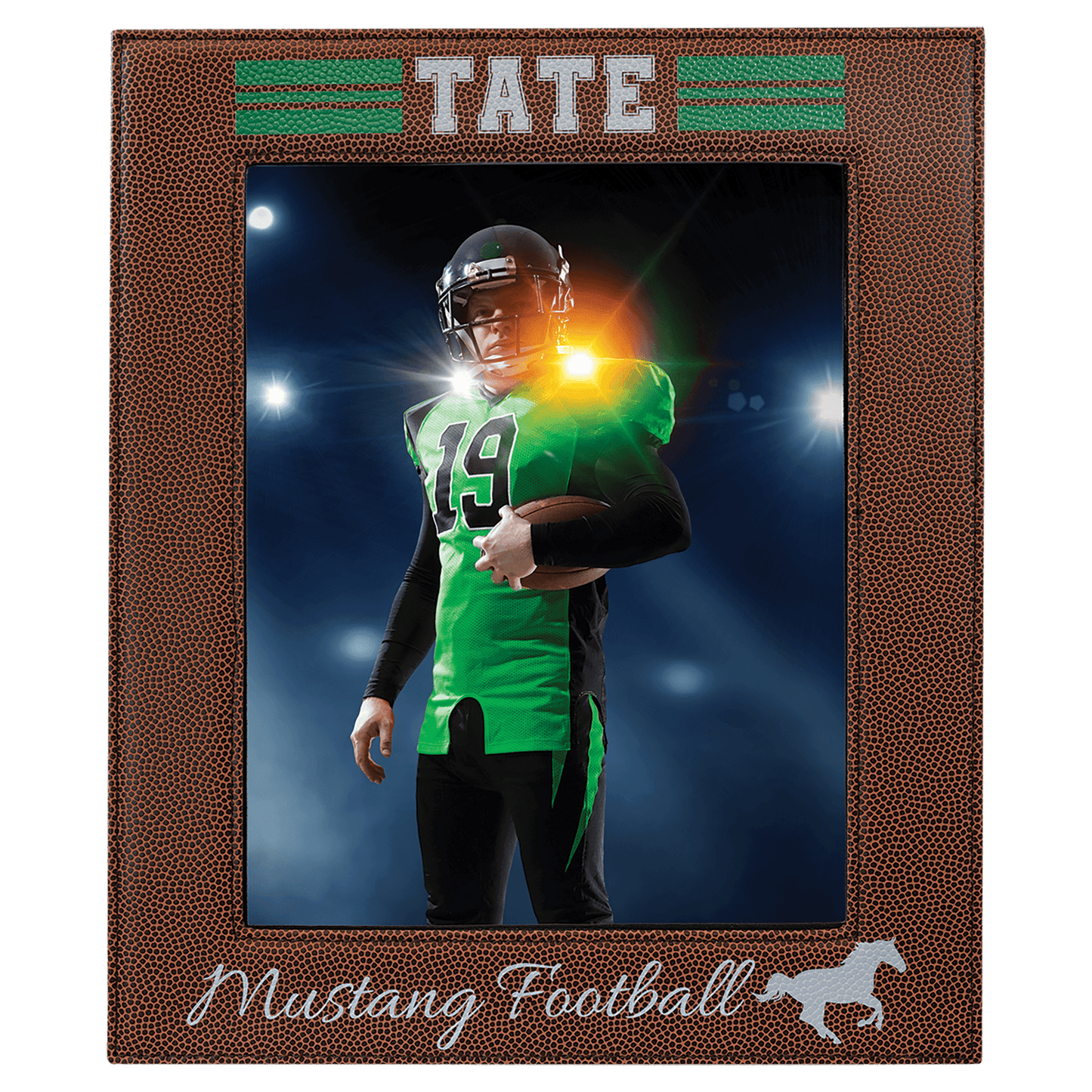 Football 8" x 10" laser engravable leatherette photo frame personalized gift