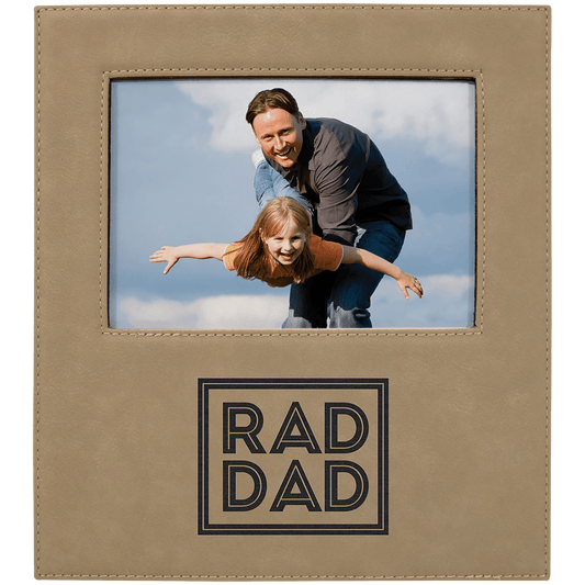 Light Brown 5" x 7" laser engravable leatherette photo frame personalized gift