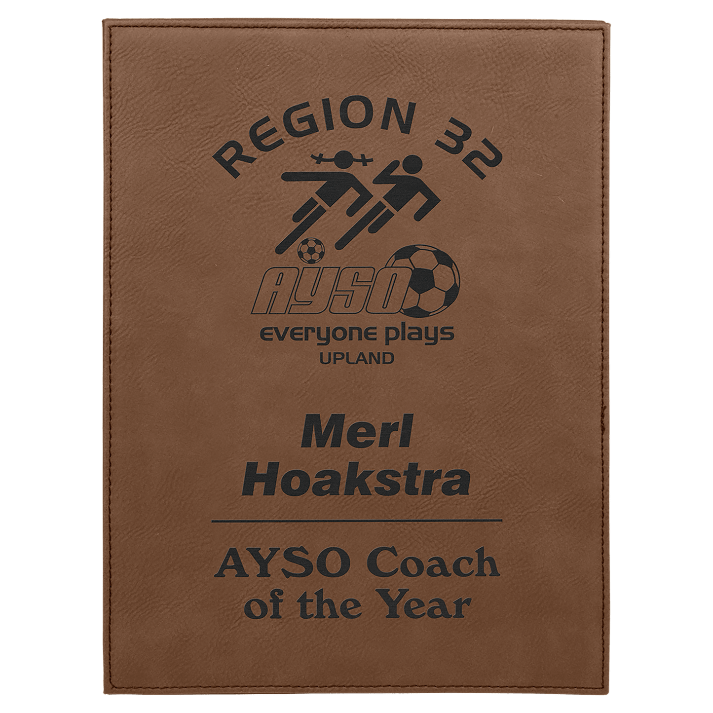 Dark Brown 9" x 12" laser engravable leatherette award plaque