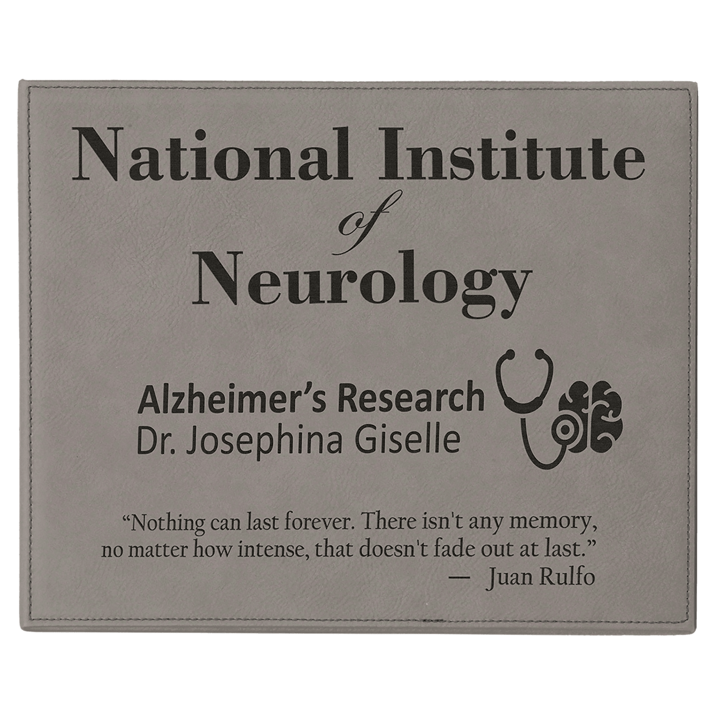 Gray 9" x 12" laser engravable leatherette award plaque