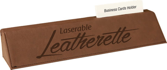 10 1/2" Laserable Leatherette Desk Wedge with Business Card Holder