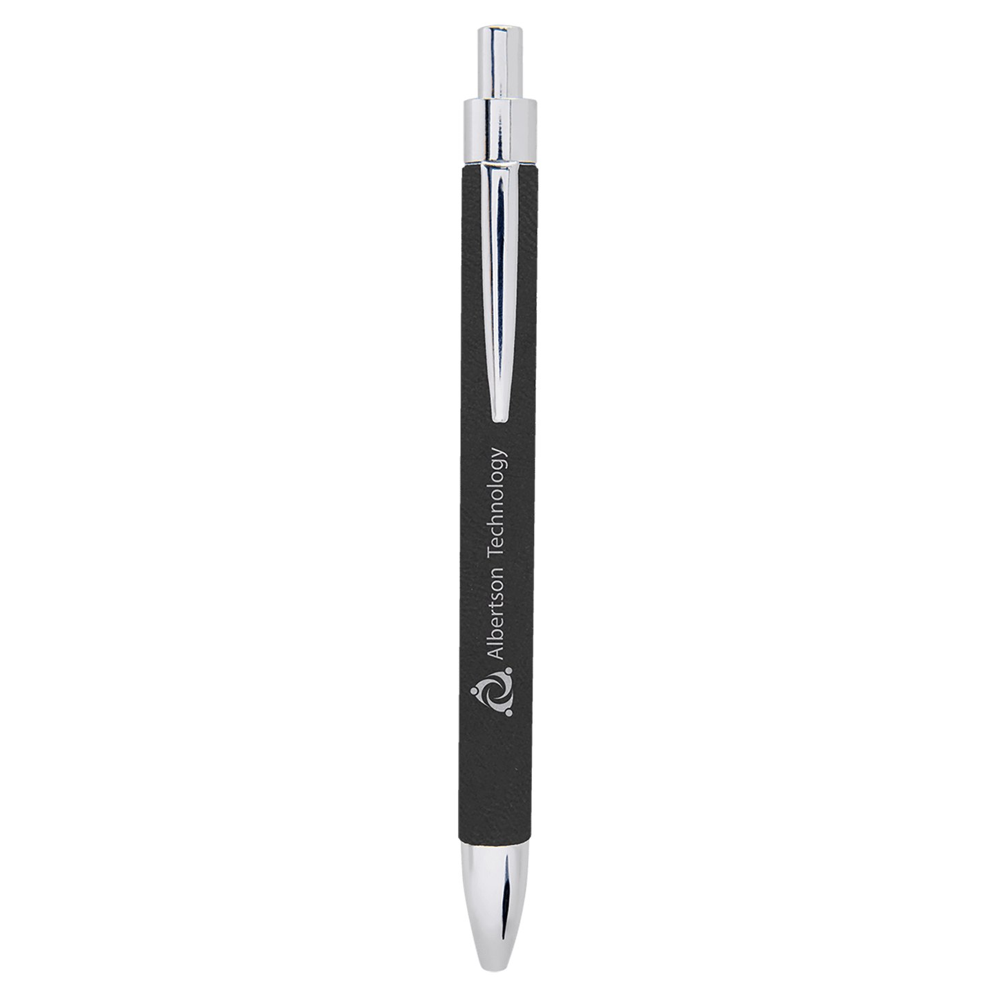 Black/Silver " laser engravable leatherette pen personalized gift