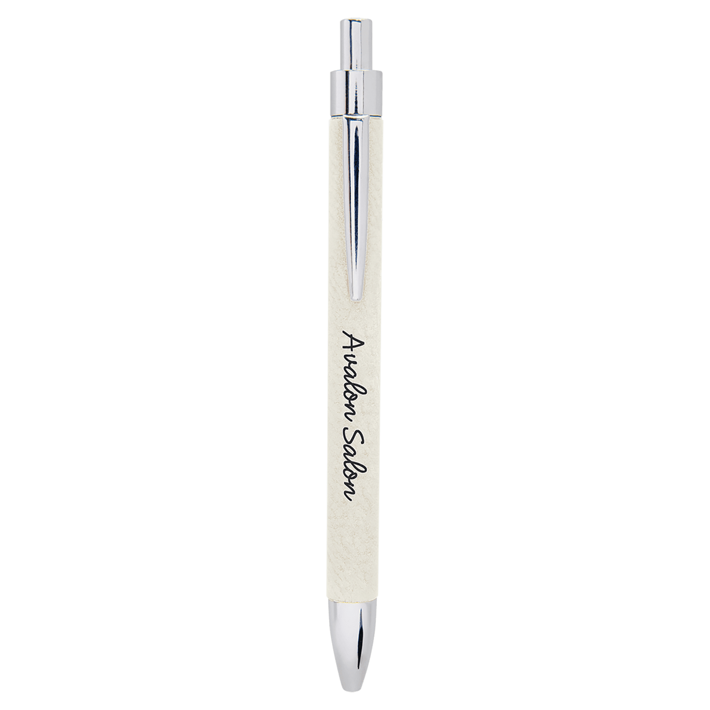 White " laser engravable leatherette pen personalized gift