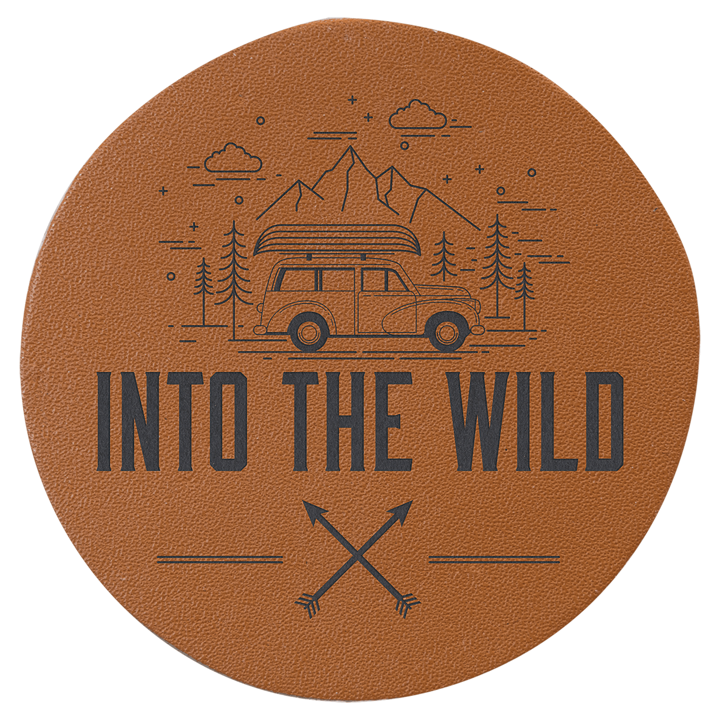 2 1/2" Round Caramel Genuine Leather Patch with Adhesive