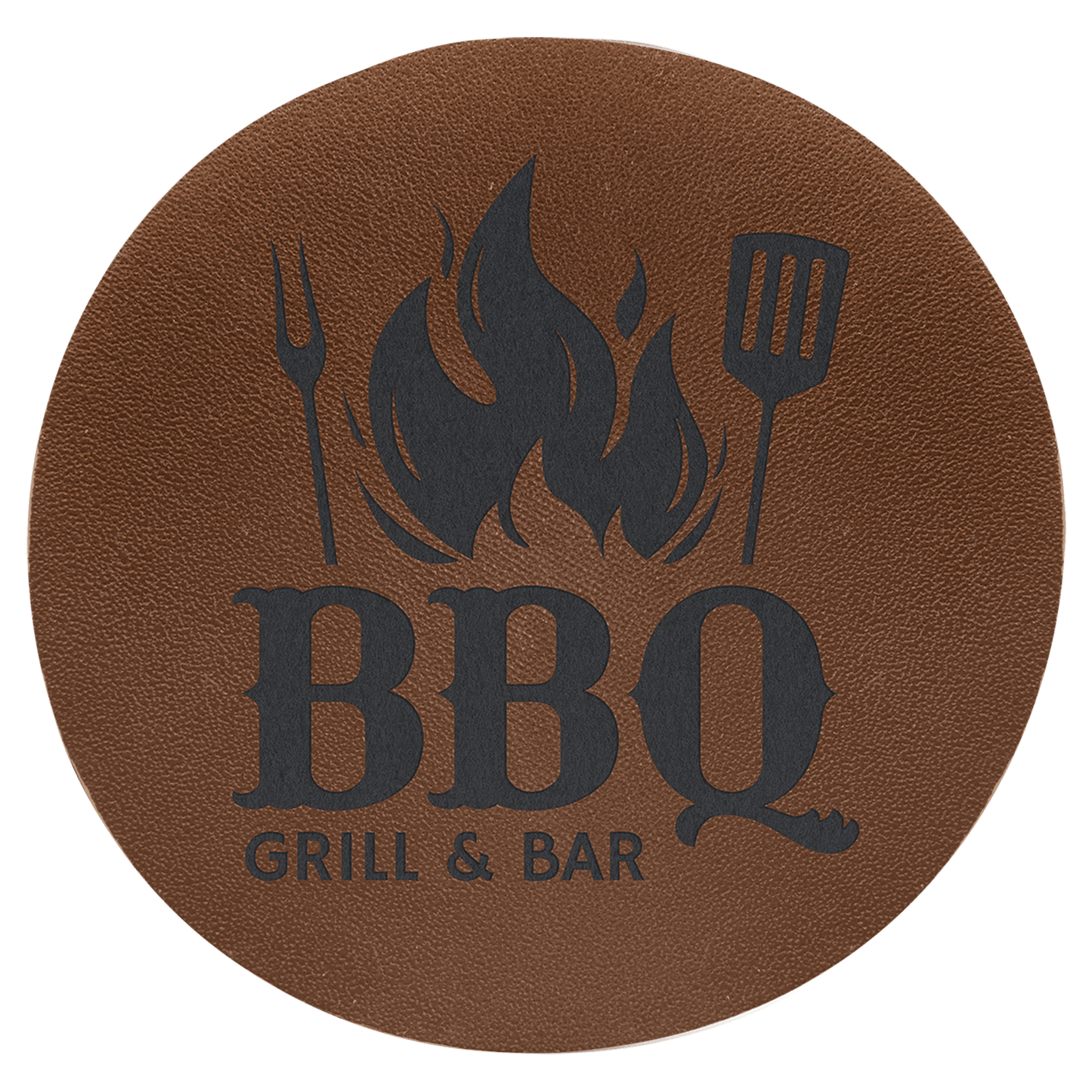 2 1/2" Round Brown Genuine Leather Patch with Adhesive