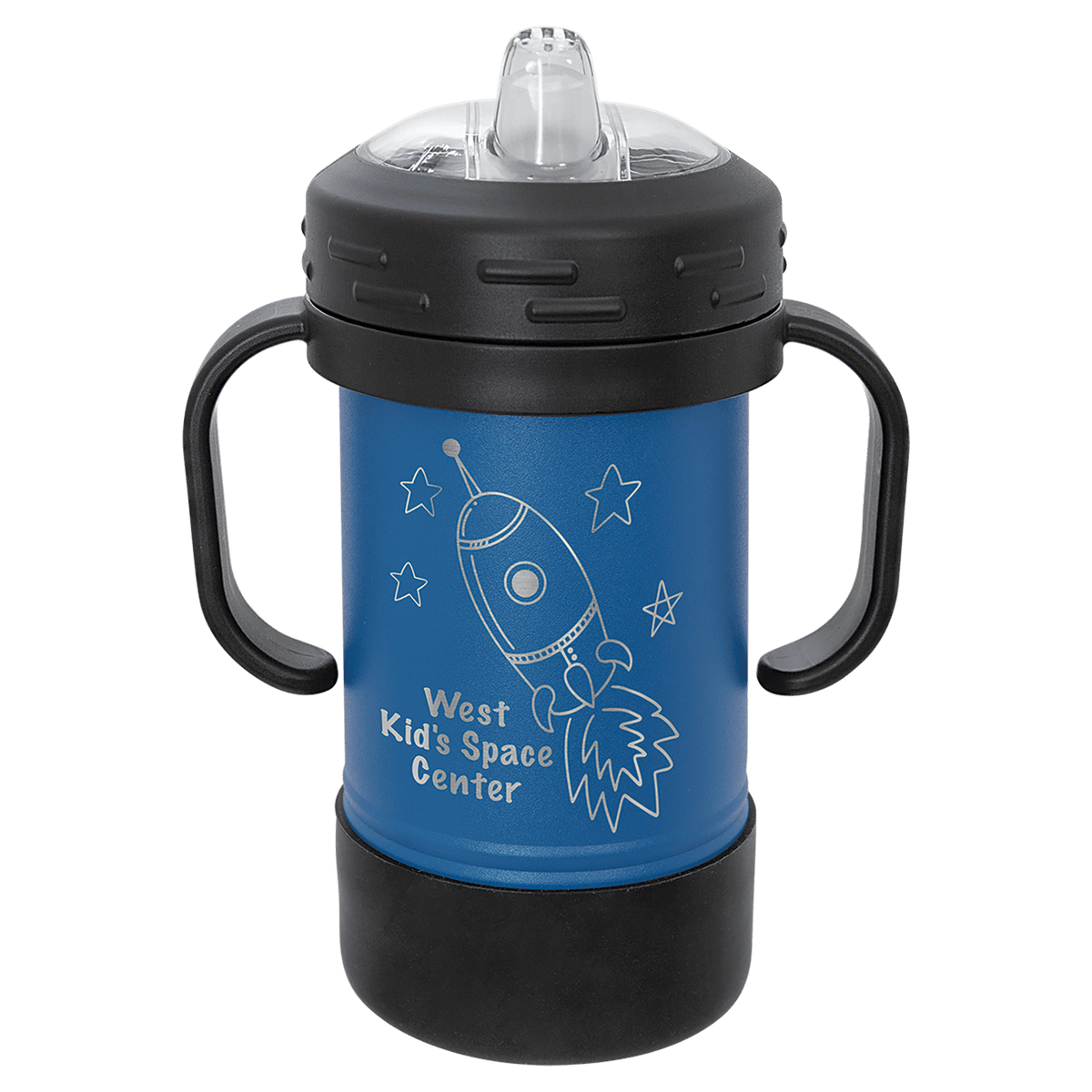 Personalized 10 oz. insulated kids sippy cup with removable handles and custom engraved name