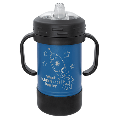 Personalized 10 oz. insulated kids sippy cup with removable handles and custom engraved name