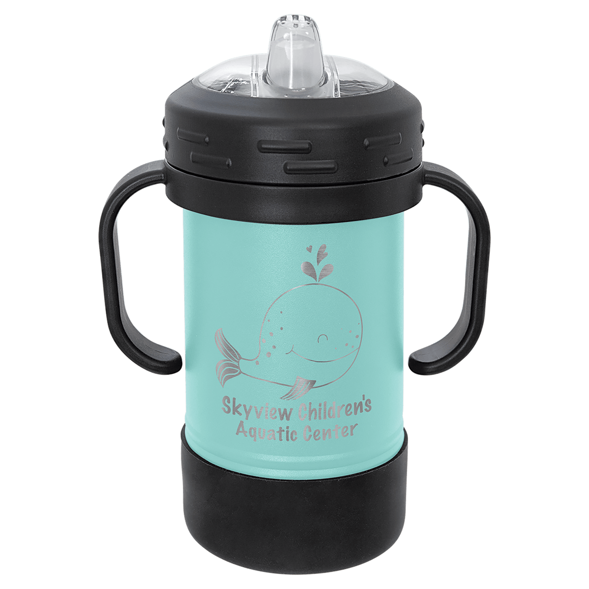 Personalized 10 oz. insulated kids sippy cup with removable handles and custom engraved name