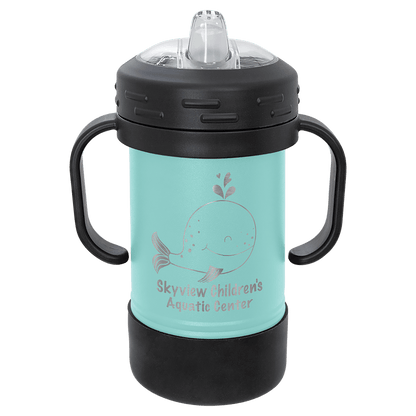 Personalized 10 oz. insulated kids sippy cup with removable handles and custom engraved name