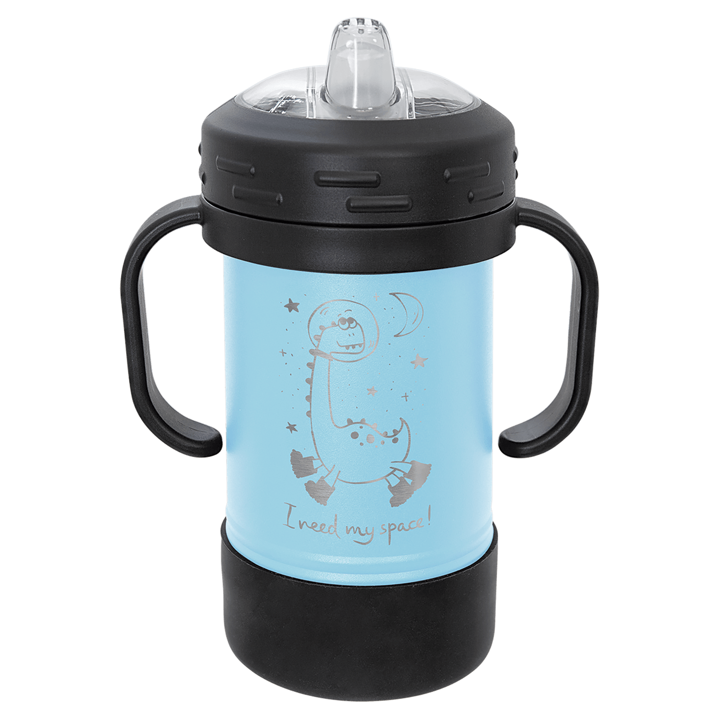 Personalized 10 oz. insulated kids sippy cup with removable handles and custom engraved name