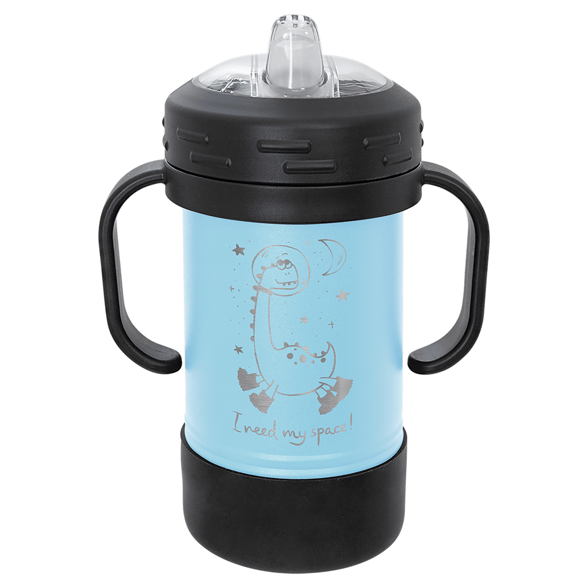 Personalized 10 oz. insulated kids sippy cup with removable handles and custom engraved name