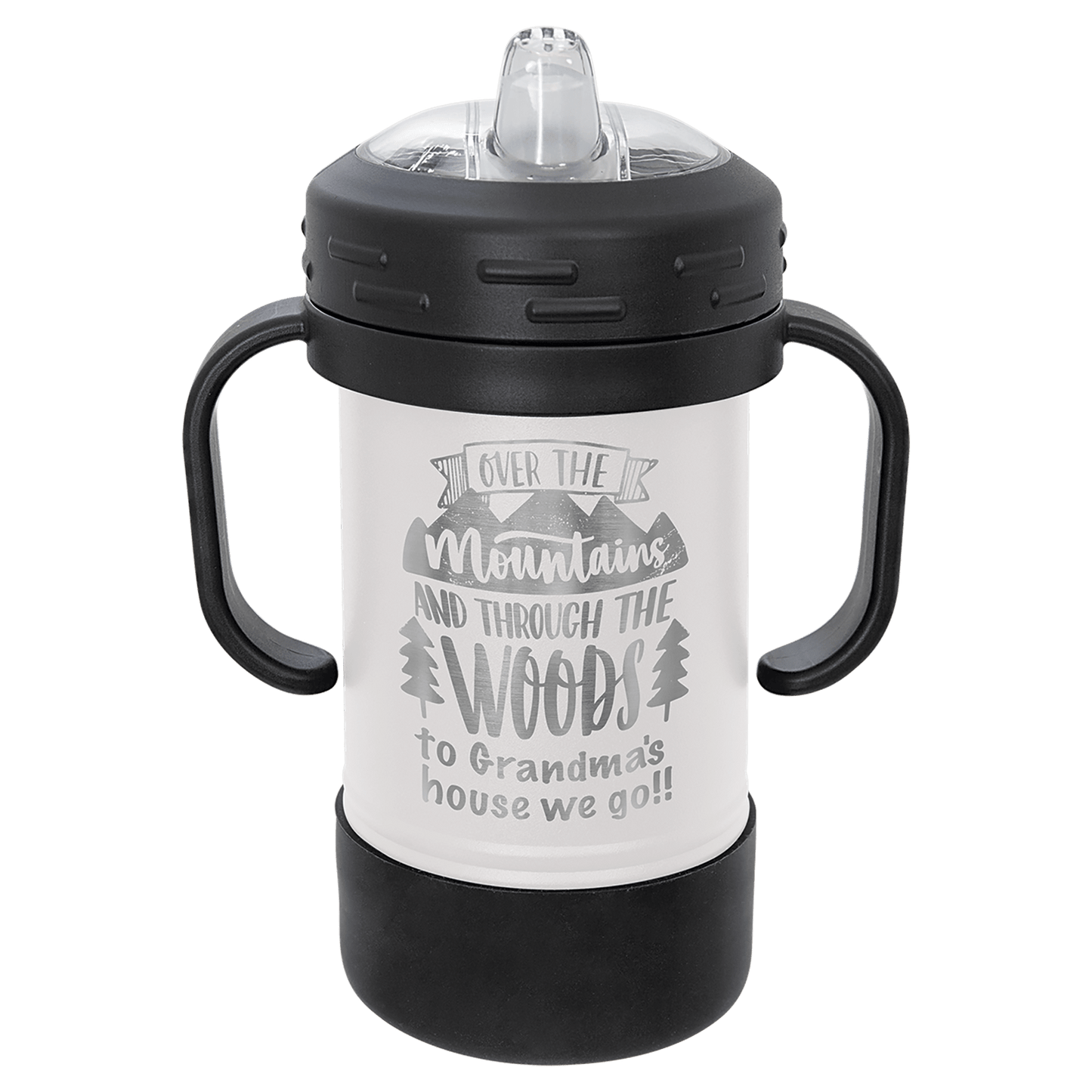 Personalized 10 oz. insulated kids sippy cup with removable handles and custom engraved name