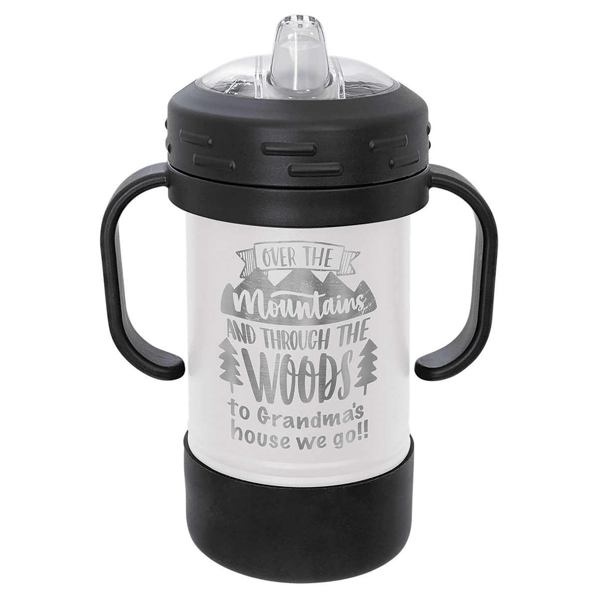 Personalized 10 oz. insulated kids sippy cup with removable handles and custom engraved name