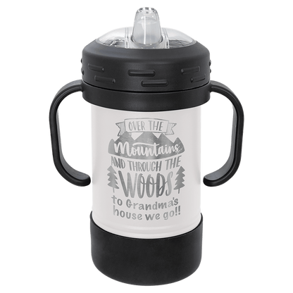 Personalized 10 oz. insulated kids sippy cup with removable handles and custom engraved name