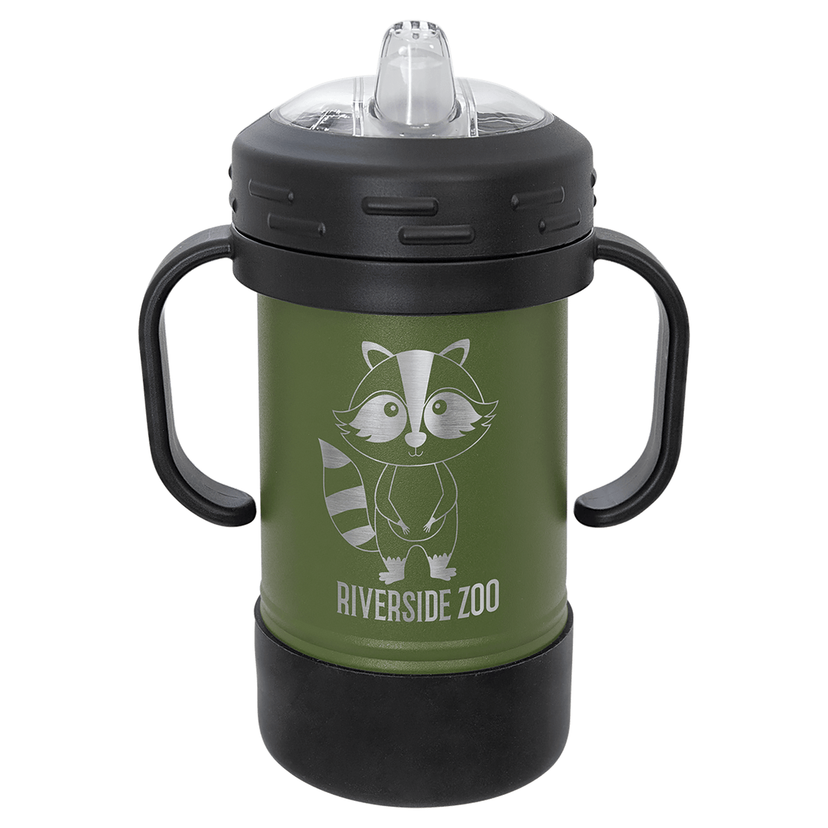 Personalized 10 oz. insulated kids sippy cup with removable handles and custom engraved name