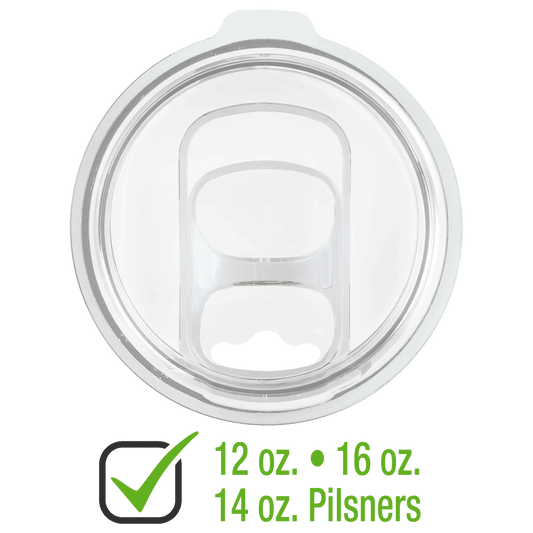 Clear replacement slider lid for 12 and 16 oz. stemless tumblers, 14 oz. pilsner and 22 oz. skinny tumblers