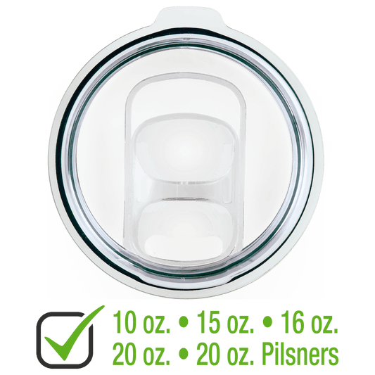 Clear replacement slider lid for 10, 15, 16 and 20 oz. Polar Camel tumblers and 20 oz. pilsners