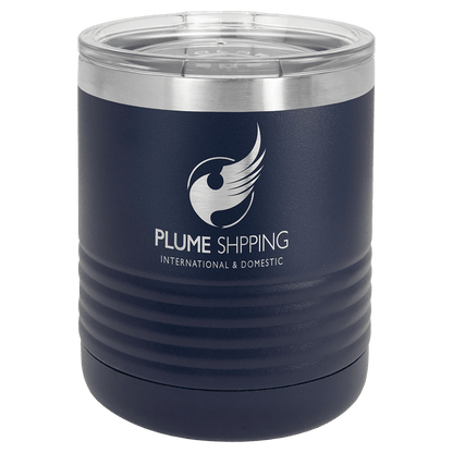 Personalized 10 oz. insulated stainless steel ringneck tumbler with clear lid and custom engraved design