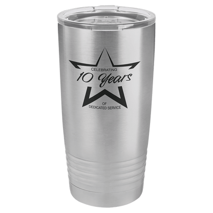 Personalized 20 oz. stainless steel ringneck tumbler with logo lid and custom engraved name or design