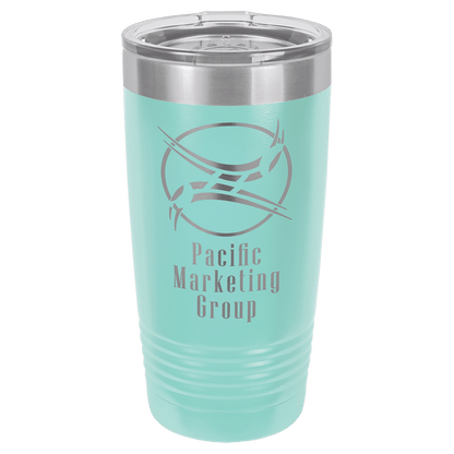 Personalized 20 oz. stainless steel ringneck tumbler with logo lid and custom engraved name or design