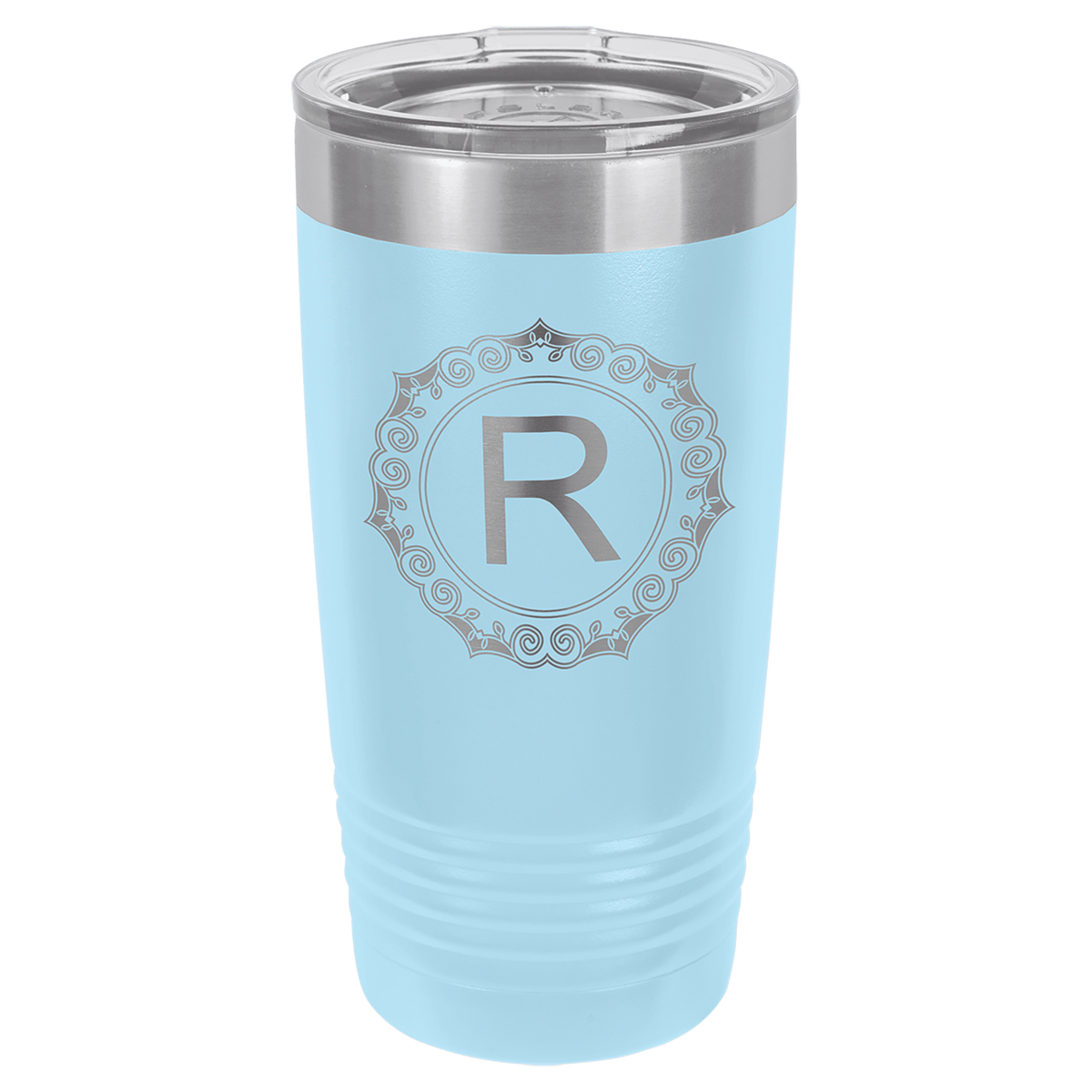 Personalized 20 oz. stainless steel ringneck tumbler with logo lid and custom engraved name or design
