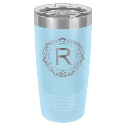 Personalized 20 oz. stainless steel ringneck tumbler with logo lid and custom engraved name or design