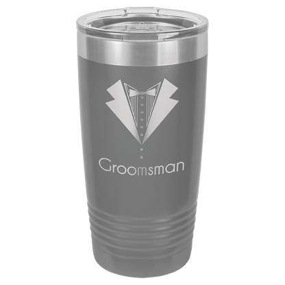 Personalized 20 oz. stainless steel ringneck tumbler with logo lid and custom engraved name or design