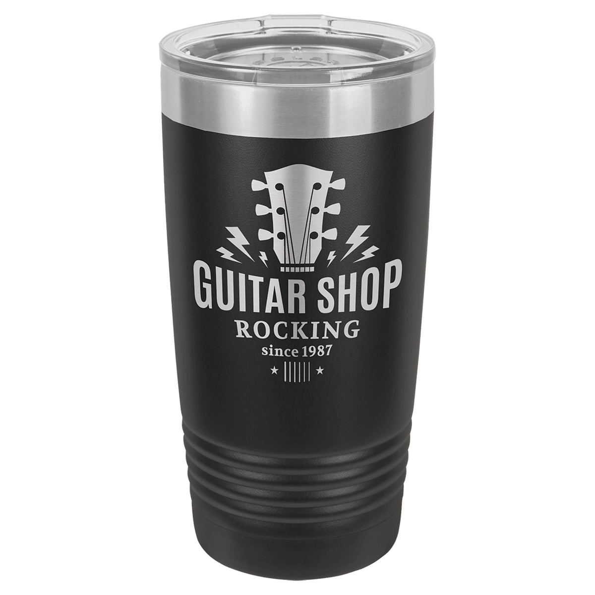 Personalized 20 oz. stainless steel ringneck tumbler with logo lid and custom engraved name or design