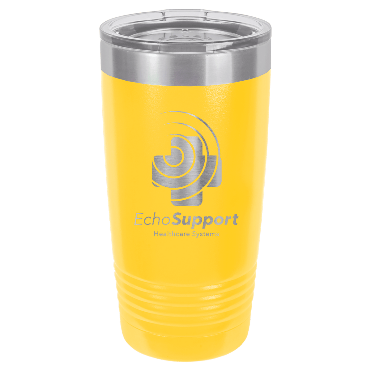Personalized 20 oz. stainless steel ringneck tumbler with logo lid and custom engraved name or design