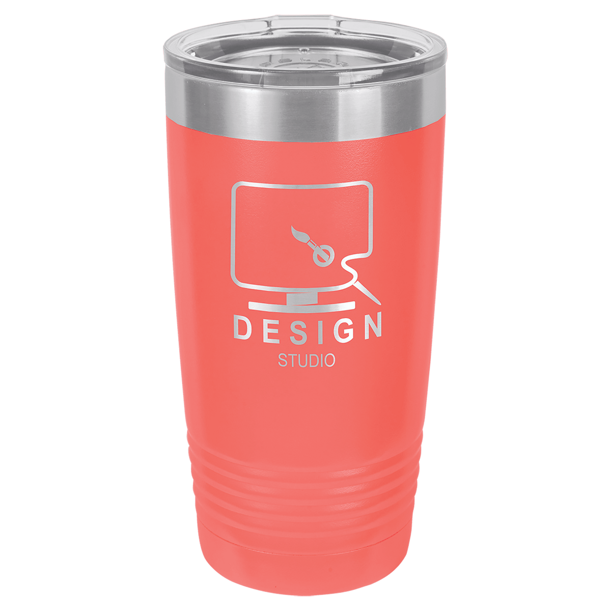Personalized 20 oz. stainless steel ringneck tumbler with logo lid and custom engraved name or design