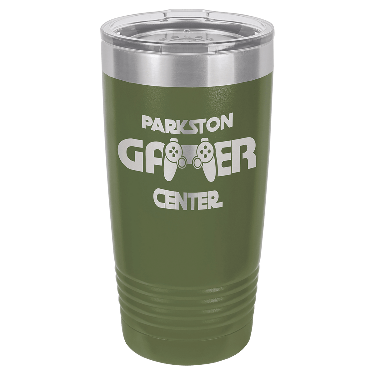 Personalized 20 oz. stainless steel ringneck tumbler with logo lid and custom engraved name or design