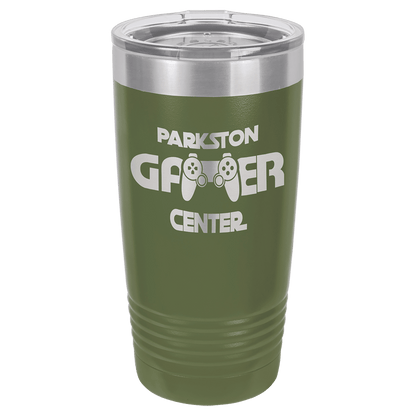 Personalized 20 oz. stainless steel ringneck tumbler with logo lid and custom engraved name or design