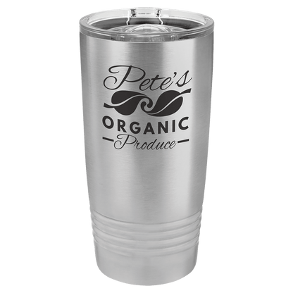 Personalized 20 oz. stainless steel ringneck tumbler with slider lid and custom engraved name or message