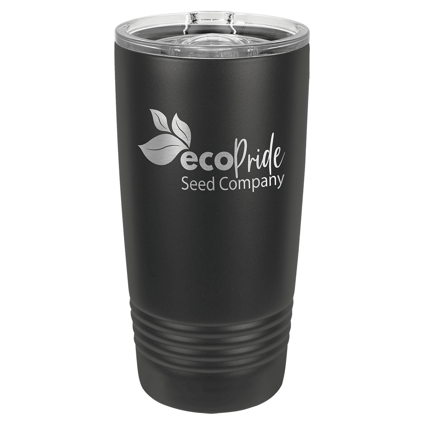 Personalized 20 oz. full black ringneck tumbler with slider lid and custom engraved name or message