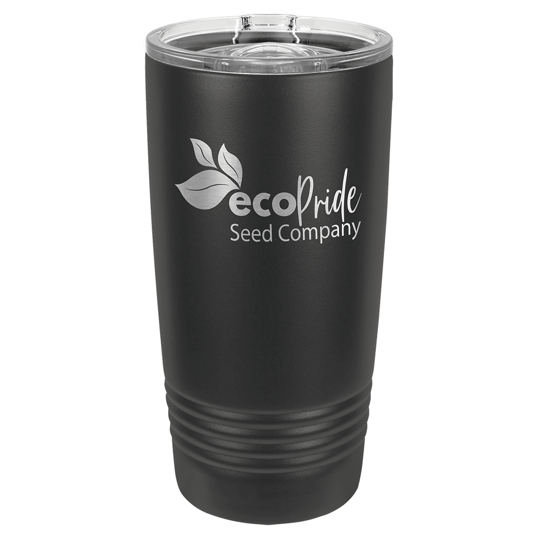 Personalized 20 oz. full black ringneck tumbler with slider lid and custom engraved name or message