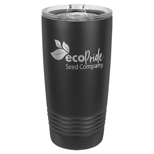 Personalized 20 oz. full black ringneck tumbler with slider lid and custom engraved name or message