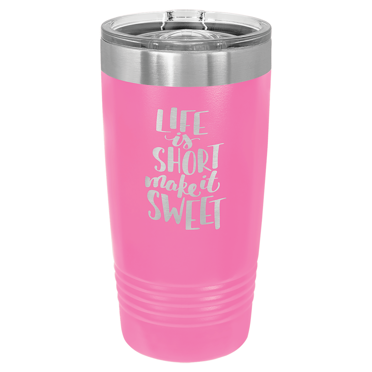 Personalized 20 oz. stainless steel ringneck tumbler with slider lid and custom engraved name or message
