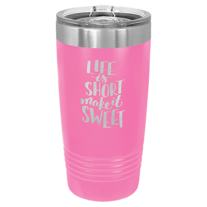 Personalized 20 oz. stainless steel ringneck tumbler with slider lid and custom engraved name or message