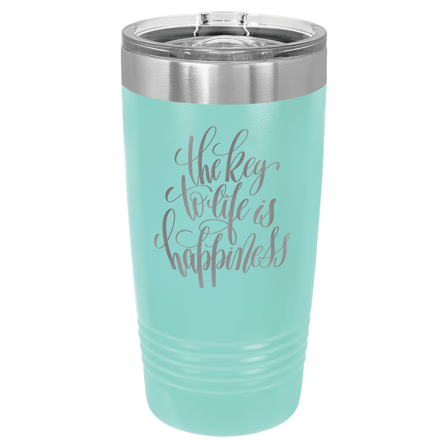 Personalized 20 oz. stainless steel ringneck tumbler with slider lid and custom engraved name or message