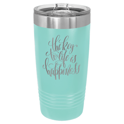 Personalized 20 oz. stainless steel ringneck tumbler with slider lid and custom engraved name or message