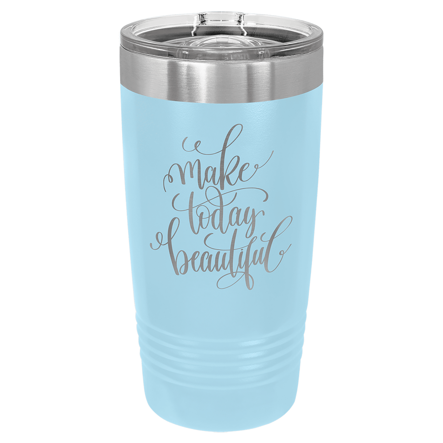 Personalized 20 oz. stainless steel ringneck tumbler with slider lid and custom engraved name or message