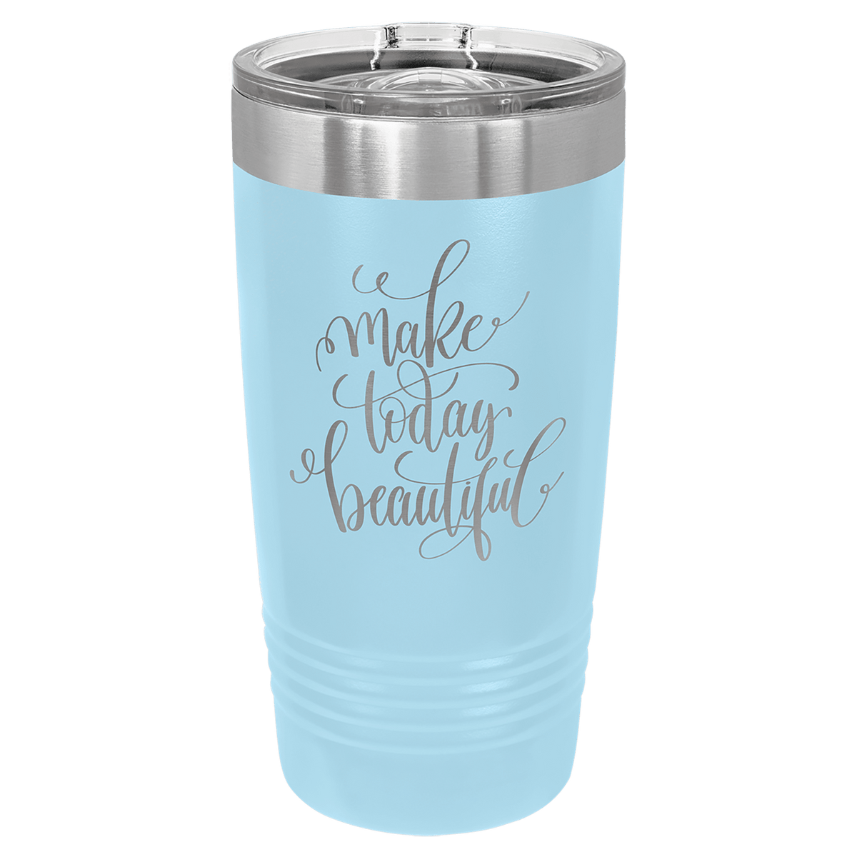Personalized 20 oz. stainless steel ringneck tumbler with slider lid and custom engraved name or message