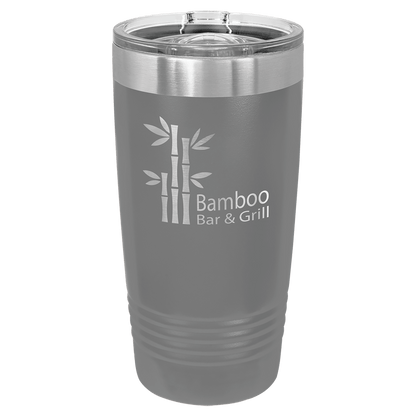 Personalized 20 oz. stainless steel ringneck tumbler with slider lid and custom engraved name or message