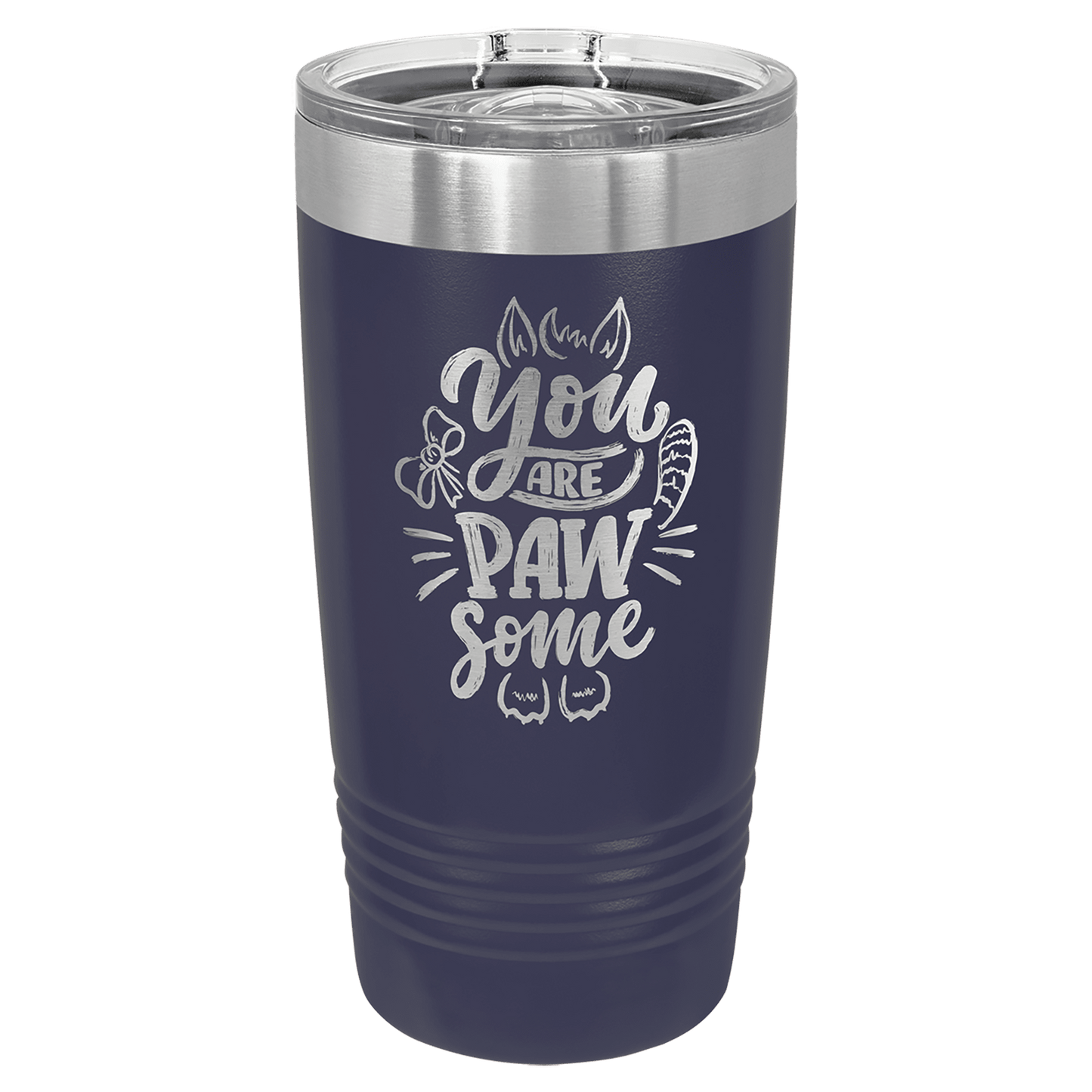 Personalized 20 oz. stainless steel ringneck tumbler with slider lid and custom engraved name or message
