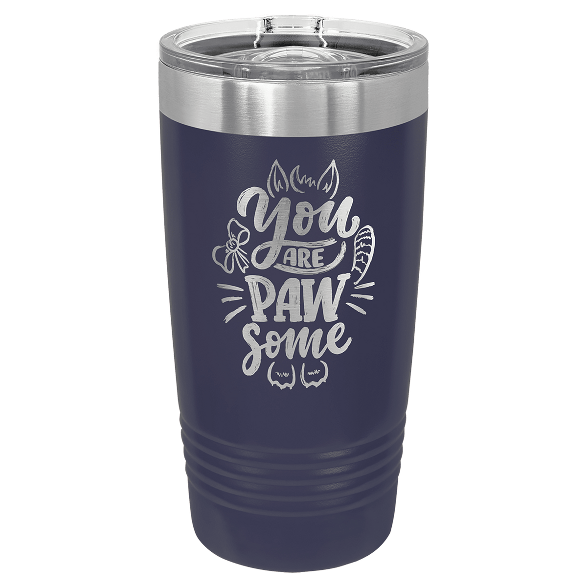 Personalized 20 oz. stainless steel ringneck tumbler with slider lid and custom engraved name or message